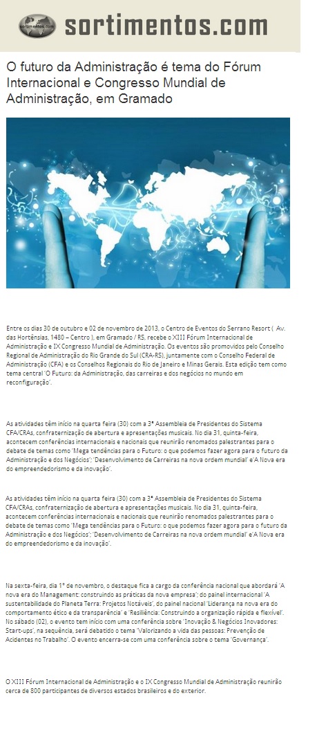 O Futuro da Administração é debatido é tema do FIA/Mundial